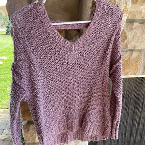 purple loose knit sweater